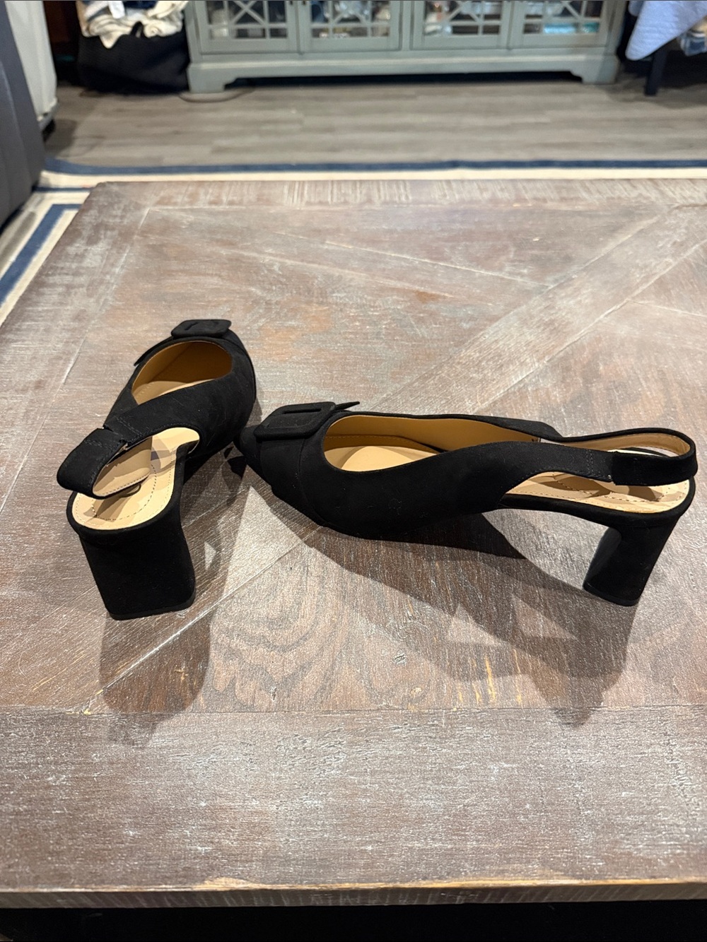 Cato Black Pointed Slingback Flats with Decorative Buckle - Picture 4 of 4